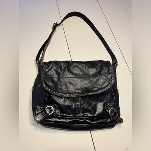 Fossil black leather large crossbody bag
